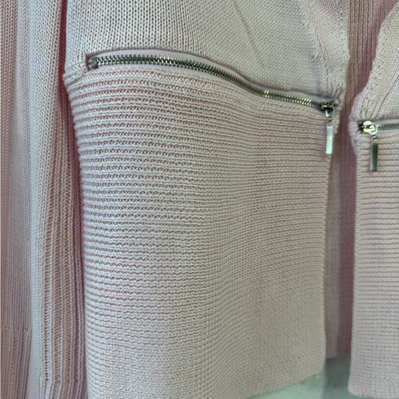 CARMEN MARC VALVO NWT Women’s Light Pink Sweater Cardigan XL Zipper Faux Pocket - Picture 8 of 15
